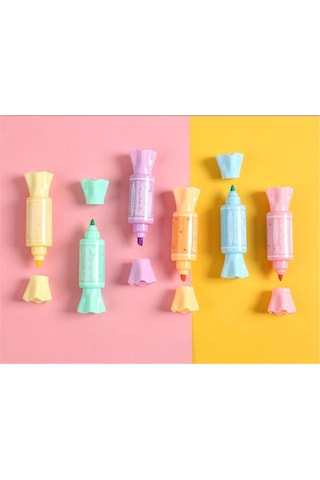 6'lı Şeker Fosforlu Kalem Seti - Çok Renkli