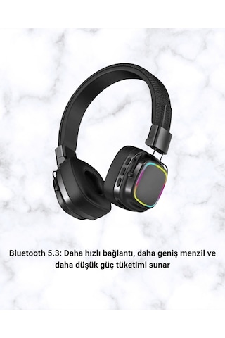 Kablosuz Rgb Işıklı Katlanabilir Bluetooth Kulak Üstü Kulaklık - Bayi Depom