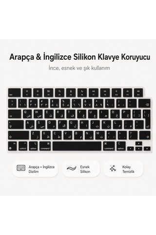 Macbook Air 13.6 İnç M2 M3 M4 M5 A2681 A3113 A3240 A3449 Uyumlu Arapça İngilizce Q Klavye Koruyucu Diğer