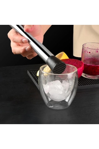 Perlotus Paslanmaz Çelik Mojito Muddler 20 Cm Tırtıklı Uçlu Kokteyl Tokmağı