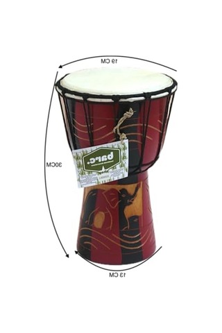 Ahşap Djembe Otantik Çalgı, 30 Cm, Mahoni Ağacı, Keçi Derisi, Darbuka Davul