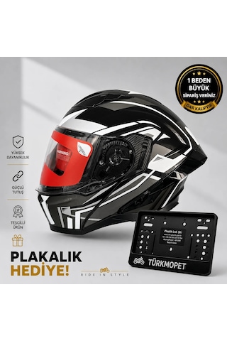 Mh Sports Çene Açılır Güneş Vizörlü Kask + Plakalık Siyah