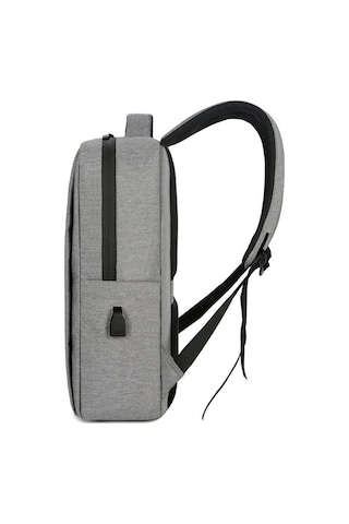 Gri Oxford Kumaş Laptop Sırt Çantası, Minimalist Bilgisayar Çantası, Usb Şarjlı Sırt Çantası, Erkek Ve Kadın Günlük İş Bilgisayarı Çantası