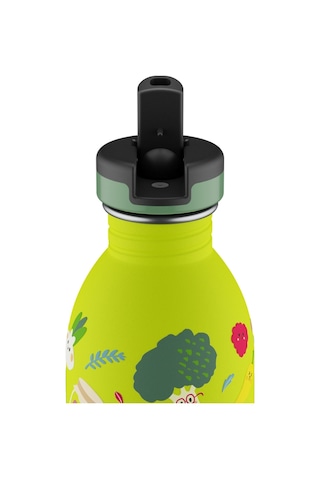 Kids Bottle Veggie Friends Pipetli Paslanmaz Çelik Çocuk Su Matarası 500 Ml Sarı
