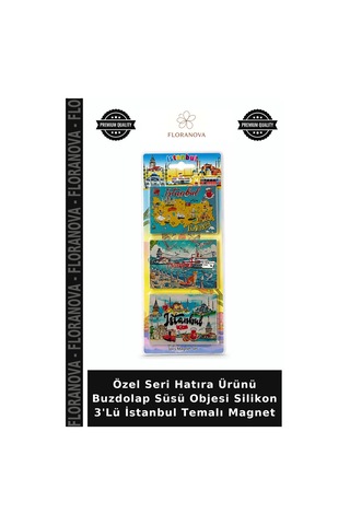 Özel Seri Hatıra Ürünü Buzdolap Süsü Objesi Silikon 3'lü İstanbul Temalı Magnet