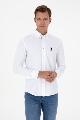 U.s. Polo Assn. Erkek Beyaz Gömlek Desenli 50317249-vr013 Beyaz