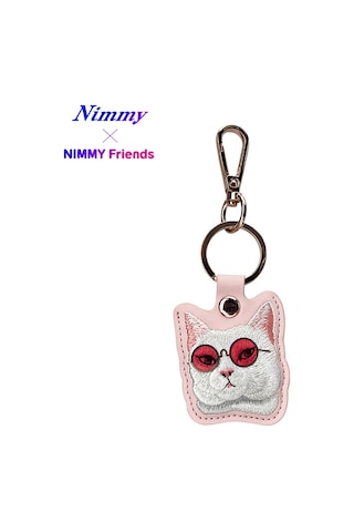 Airtag Uyumlu Kılıf 3d Gözlük Detaylı Ve Kedi Nakış İşlemeli Premium Takip Aksesuarı & Anahtarlık Beyaz