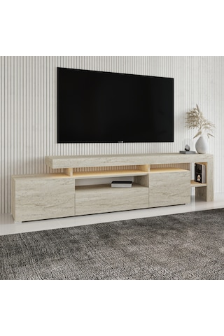 T0014 Led Işıklı Tv Sehpası - Traverten Traverten