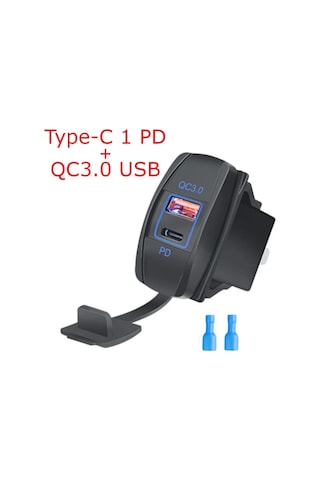 Marin Tip Usb 3.0 + Type-c Usb Araç Şarj Cihazı Söketi