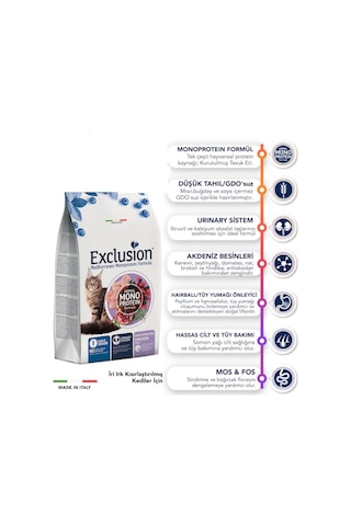 Exclusion Düşük Tahıllı Monoprotein Tavuklu Kısırlaştırılmış Kedi Maması 1500 G