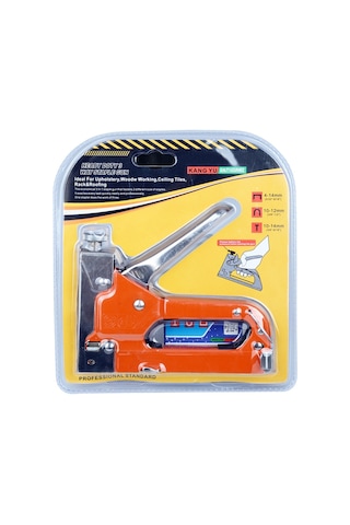 Monyee Endüstriyel U-şekilli Çivi Makinesi - Ahşap, Tablo Ve Dekorasyon İçin Manuel Vuruşlu Çivici Turuncu, 3 Çivi Tipi İle