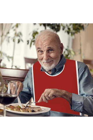 Yifomall Yetişkinler İçin Kirlenmeyi Engelleyen Çok Amaçlı Yemek Apronu - Yaşlı Bakıcılığı, Felçli Kişiler İçin Boyun Koruyucu Kırmızı