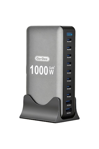 Go Des Gd-b961 Gan Teknolojili 10 Portlu Masaüstü Çoklu Şarj İstasyonu 1000w Gri Go Des Gd-b961 Gan Teknolojili 10 Portlu Masaüstü Çoklu Şarj İstasyonu 1000w Gri