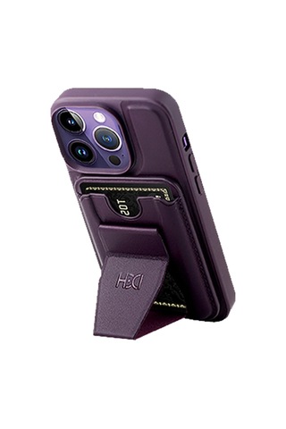 İphone 14 Pro Max Kılıf Hd Deri Luxury Magnet Kartvizitli Kapak - Derin Mor