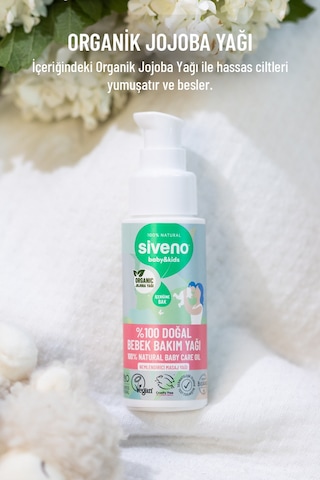 Siveno %100 Doğal Bebek Yağı Organik Jojoba Bakım Masaj Yağı Bitkisel Vegan 50 ml