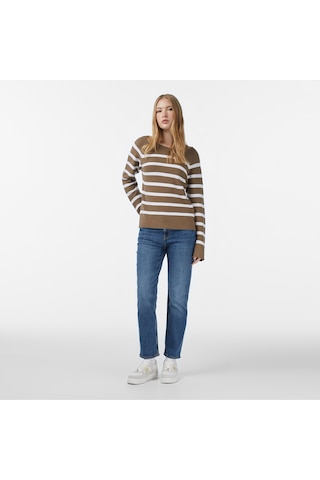 Nautica Kadın Kahverengi Regular Fit Kazak Çizgili 57s114t Kahverengi