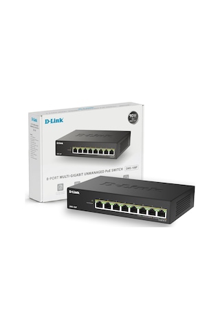 D-link Dms-108p 8 Bağlantı Noktalı Çoklu Gigabit Yönetilmeyen Poe Anahtarı - 2,5 Gbe, 230 W Poe Bütçesi, 802,3af/at/bt, Fansız, Tak Ve Çalıştır, Metal Muhafaza, Igmp Gözetleme, Qos, Yeşil Ethernet