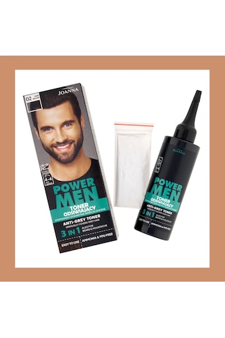 Power Men Anti-grey Toner 3ü1arada Saç Sakal Bıyık 02 Koyu Kahverengi 3 Adet