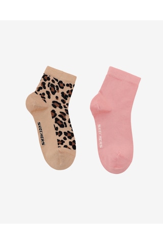 Skechers 2'li Paket Softluxe Bilek Üstü Çorap Kadın Leopar-pembe Çorap S2520317-3474