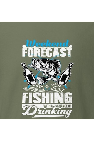 Wildstyle Fresh Fishing Renkli Balık Balıkçılık Deniz Baskılı Unisex Bisiklet Yaka Pamuklu Tişört Haki
