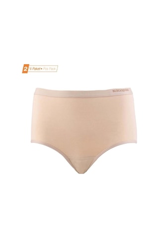 Blackspade 1307 Kadın 2'li Paket Pamuklu Yüksek Bel Slip Külot-ten Ten Rengi