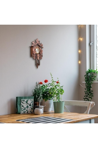 Gajeena Ahşap Dekoratif Duvar Saati - Vintage Tarz Kukuk Figürlü Ev Dekoru Stil 1 Diğer