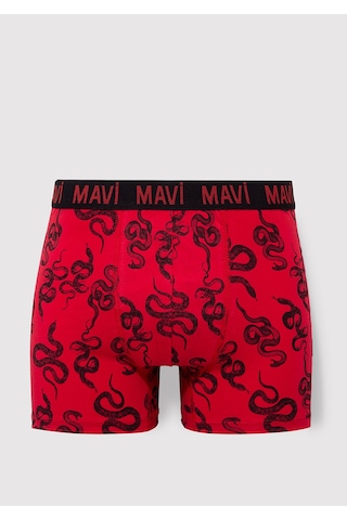 Mavi - Yılan Baskılı Kırmızı Boxer 0911056-82677 Kırmızı