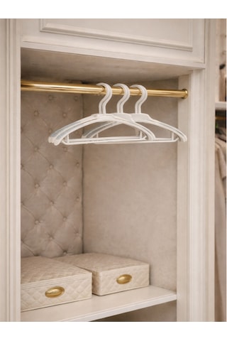 Vichy 5 Li Kaymaz Yüzeyli Askı 40 Cm Krem Renk Elbise & Gömlek Askısı Vch-7024 Açık Bej