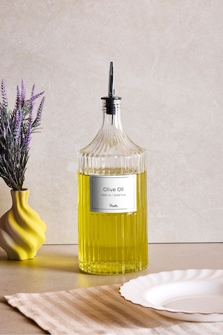 Perotti Viking 1000 Ml Cam Şişe Ve Yağlık Kapaklı Çift Kapaklı Şeffaf