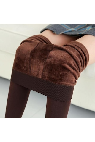2021 Kış Sıcak Tayt Kadınlar Yüksek Bel Kız Rahat Leggins Kadınlar İçin Kalınlaşmak Rahat Esneklik Tayt Kahve Kahverengi