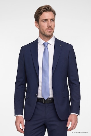 AC&Co / Altınyıldız Classics Erkek Lacivert Slim Fit Dar Kesim Mono Yaka Takım Elbise Lacivert