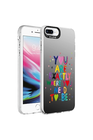 Zore Apple Uyumlu iPhone 8 Plus Kılıf Desenli Silver Sert Kapak - Kalp Kalp