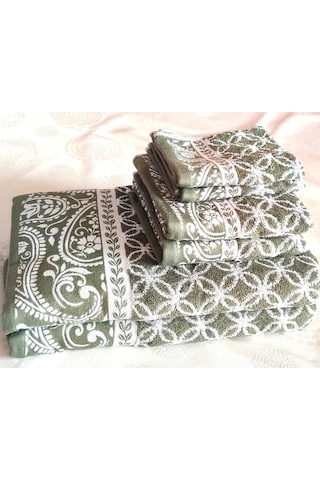 Hediyelik, Çeyizlik , İhraç Fazlası Özel Üretim Bukle Cotton Banyo-mutfak Havlu Seti 6'lı Set Yeşil