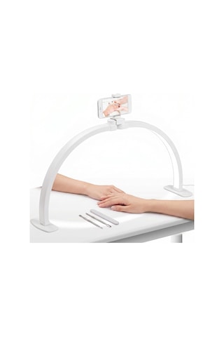 Trled F-550a Beyaz 55cm Katlanabilir Yarım Ay Protez Tırnak Ve Güzellik Uzmanı Masa Lambası Beyaz