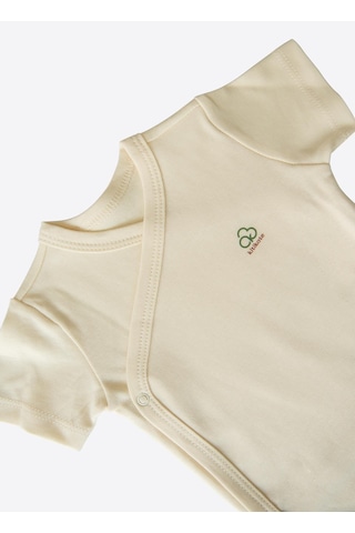KitiKate Organik New Basic Uzayan Kruvaze Kısa Kol Body Natural Krem