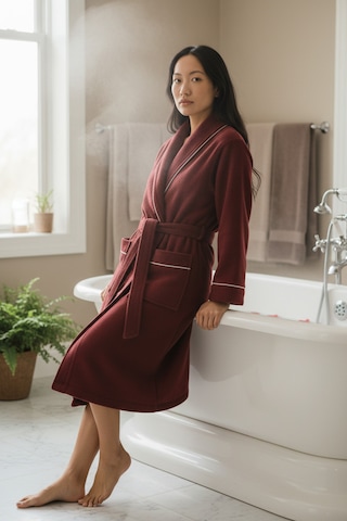 % 100 Pamuklu Laodikeia Şalyaka Bornoz Kadın Erkek Unisex Bordo
