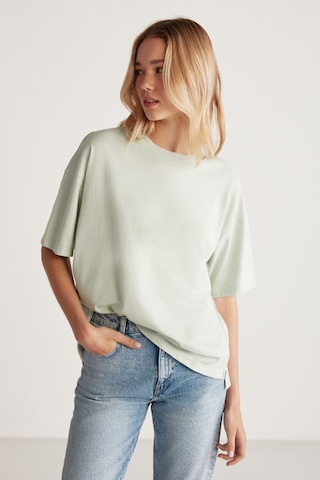 Grımelange Jemmy Kadın Relaxed Kalıp Bisiklet Yaka %100 Pamuk Kısa Kollu Basic Mint Yeşil T-shirt