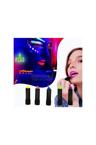 Karanlıkta Parlayan Yanan Uv Neon Ruj Yüz Boyama 6 Adet 6 Renk 4434