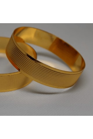 I Nce C İzgi Dokulu Imitasyon Altın Bilezik Gold