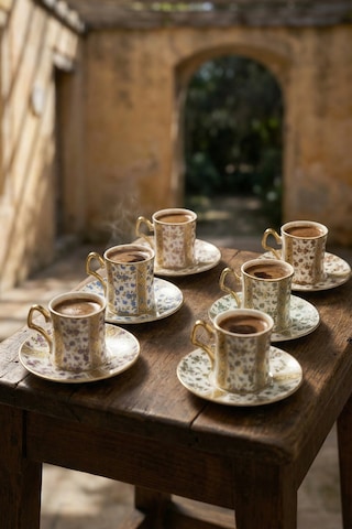 Wilmot 6 Kişilik Porselen Kahve Fincan Takımı - 90 Ml Renkli