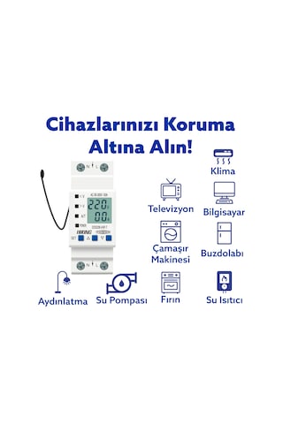 Tomzn Hiking Sıcaklık Korumalı 63A Dahili Kontaktör Elektrik Bekçisi Voltaj ve Akım Koruma Rölesi