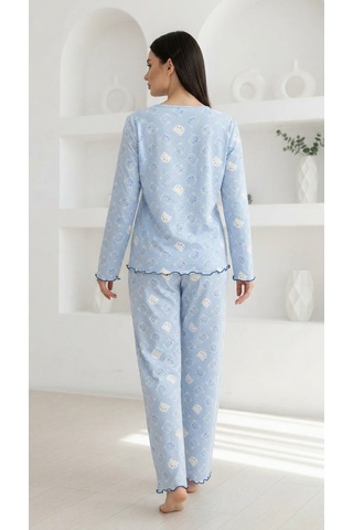Divinus Panda Desenli Bayan Pijama Takımı mavi