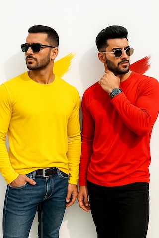 Rich Erkek Sarı-kırmızı 2'li Paket Basic Uzun Kollu Body Sarı-kırmızı