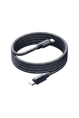 Remax Cb01 Pd65w Tip-c Tip-c Alüminyum Alaşımlı Örgülü Hızlı Şarj Veri Kablosu Led Işıklı, Uzunluk: 1.2m Siyah