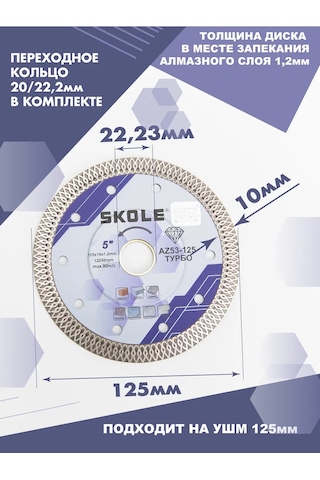 Skole Seramik Granit İçin 125 Mm İnce İpek Ağ Elmas Disk 446374811