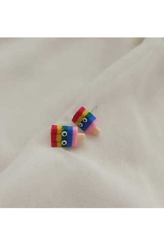 Küpe Kadın Kız Çocuk Küpesi Renkli Şık Göz Dondurma Renkli Takı Renkli