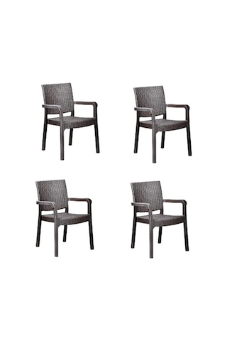 Kahverengi Rattan Koltuk 4'lü Set, 57 X 48 X 87 Cm