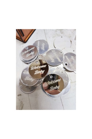 25 Adet Welcome Baby Yazılı Gold Gümüş Silver Delikli Yapışkanlı Etiket