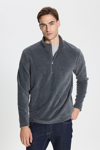 Anti-pilling Tüylenme Yapmayan Standart Fit Bato Yaka Soğuk Geçirmez Sweatshirt Polar Antrasit Melanj