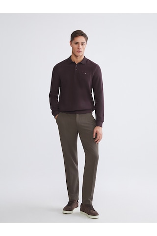 LC Waikiki Lc Waıkıkı Mürdüm Polo Yaka Erkek Sweatshirt